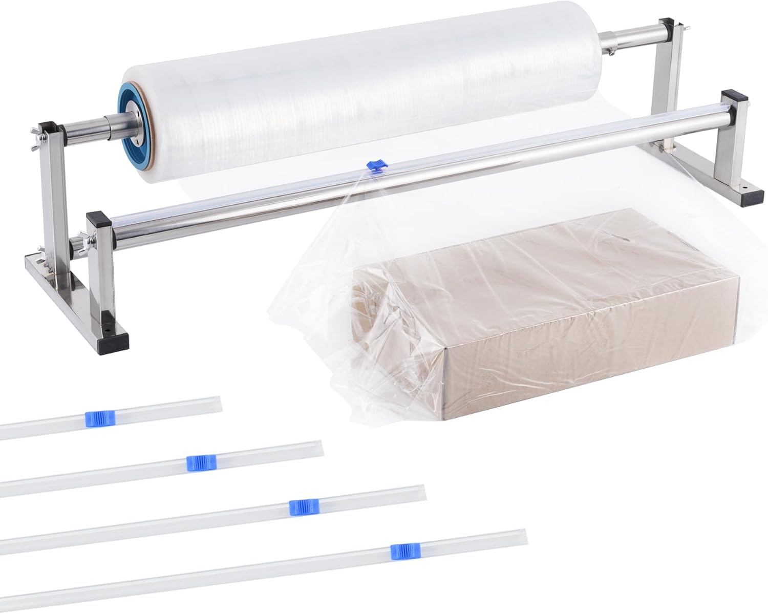 Dévidoir Manuel De Film étirable en Acier Inoxydable - 55 Cm (21,6 Pouces) avec 4 Glissières pour Un Emballage Et Un Transport Efficaces 21.6 inch