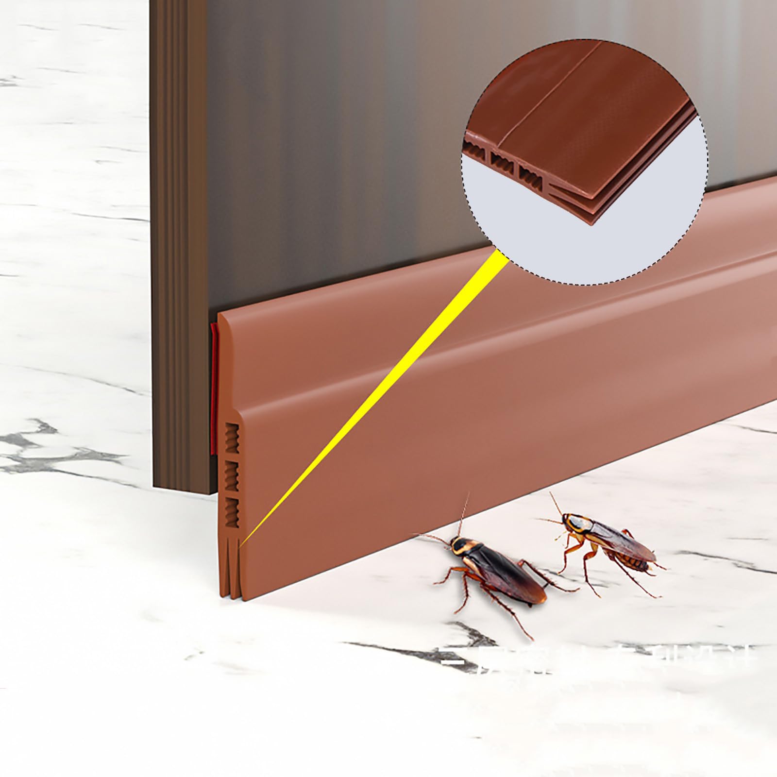 HAILM 2 Pack Burlete Puerta Entrada, Cuttable Door Draft Stopper, Fuerte Adhesivo Puerta Fondo Sello Polvo y Ruido, Longitudes 91 cm Anchos 50 mm Proyecto Protector Aislante