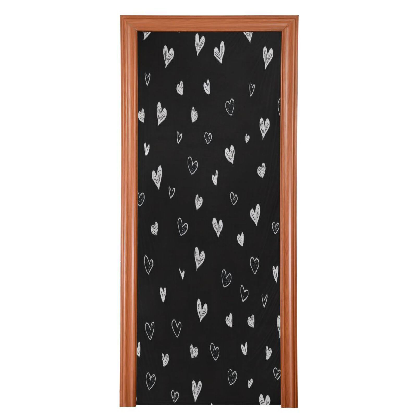 FLildon Black White Heart Valentine's Day Door Cover Decoration, Party Accessory Porch Decor for Festive Ornament Room Door Covers 32 x 79 Inch