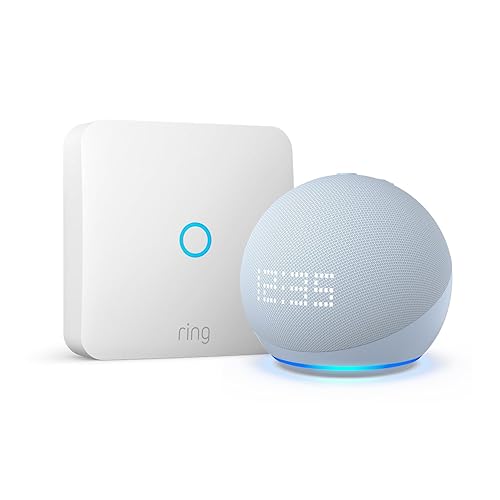 Immagine del prodotto Echo Dot con orologio (5ª generazione, modello 2022) + Ring Intercom di Amazon| Altoparlante intelligente Wi-Fi e Bluetooth | Azzurro tenue