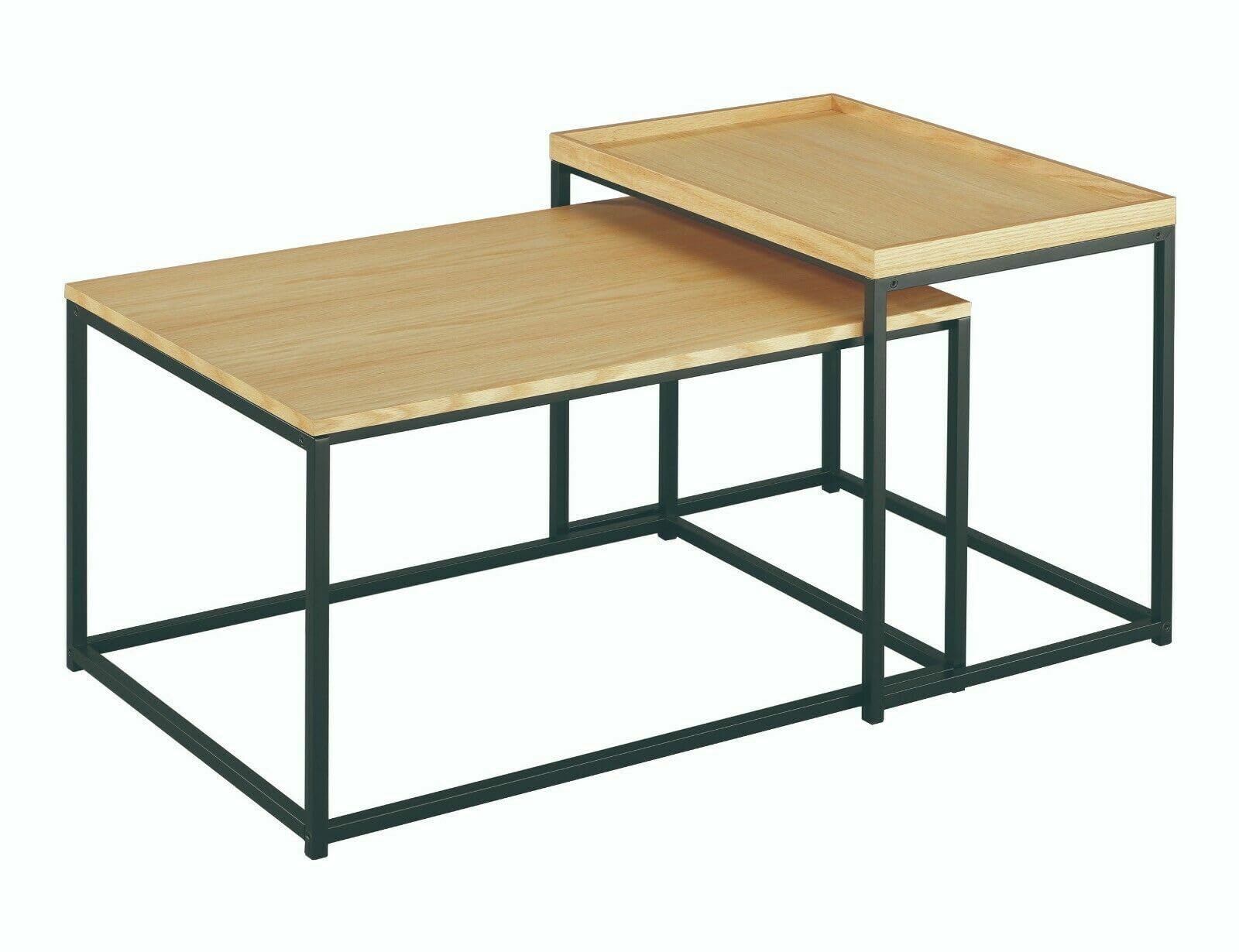Aspect Furniture Novani Set Of 2 Coffee Table/nesting Table (Oak Veneer/black) from B&Q