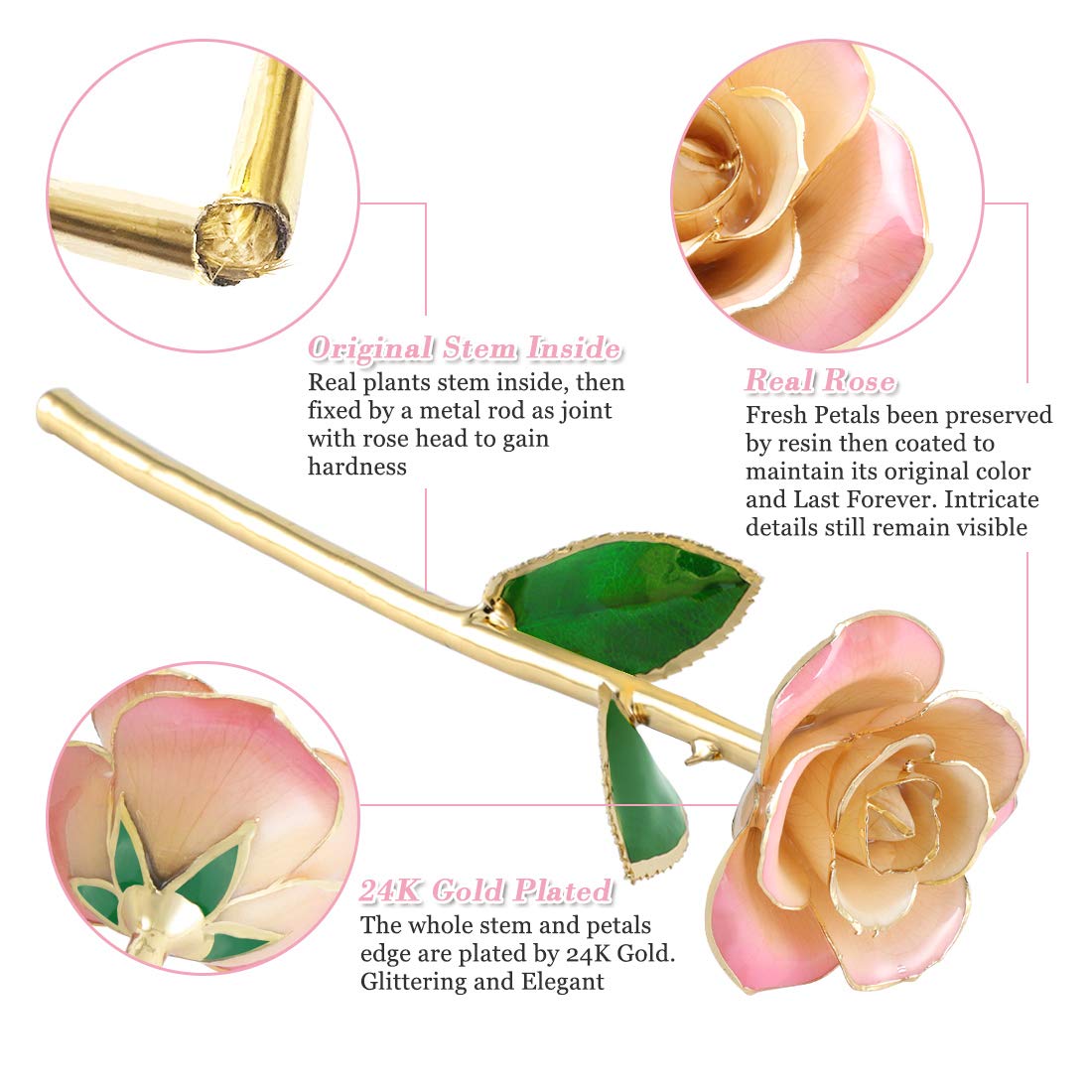 Rosa de oro de 24 quilates y oso de peluche en caja de regalo morada, una sorpresa romántica