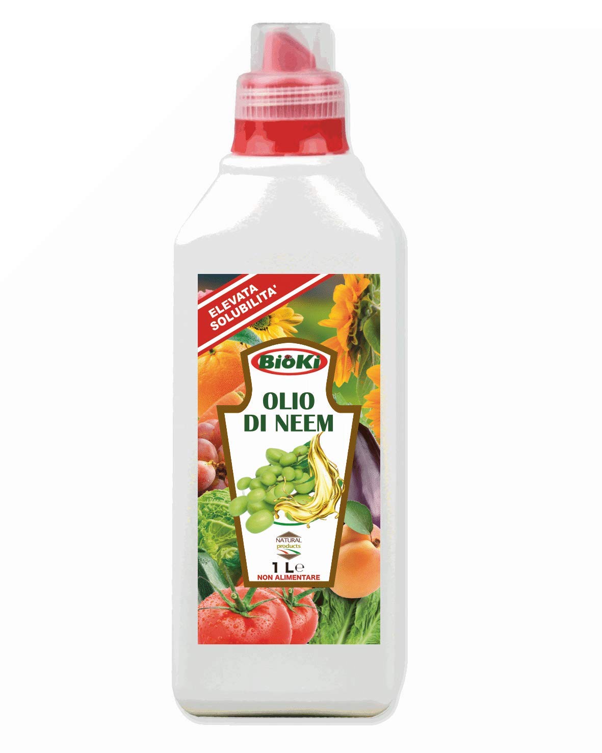 Bioki Olio Di Neem Puro 100% Concentrato, Alta Emulsionabilità, Protezione Naturale Per Piante Da Afidi E Parassiti, 180-300 Ml/100L