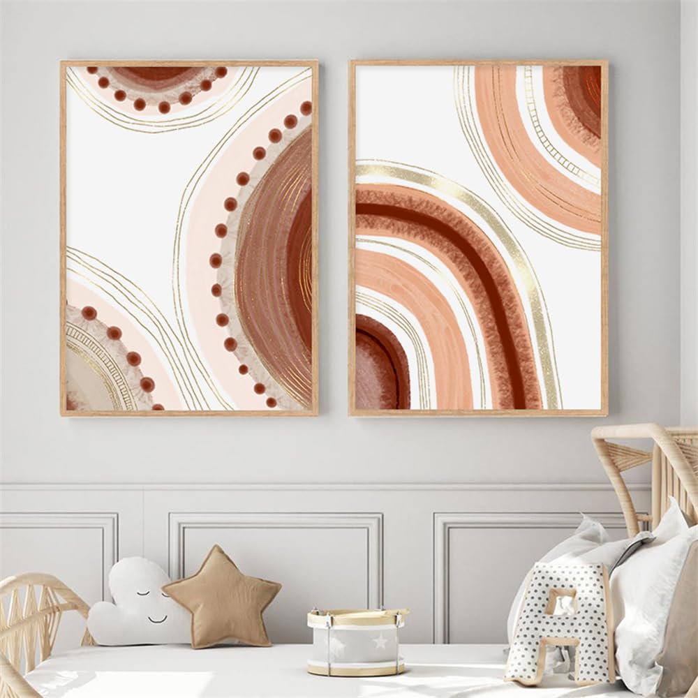 WBYZAC Set of 2-Boho Rainbow Abstract Drawing Line Posters Nursery Wall Art Canvas Paintings Pictures for Kids Bedroom Office Home Deocration Artwork-40 * 60cm (No Frame)