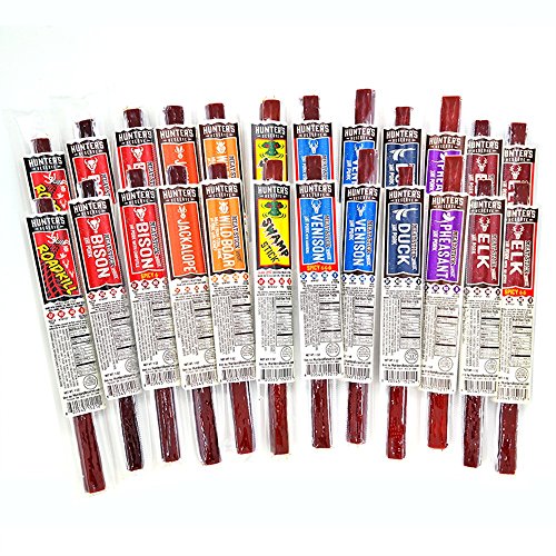 Hunter’s Reserve “Wild Pack” Meat Sticks, 24 Piece Variety Pack Of Wild Game Flavors, Nitrite &amp; Gluten Free