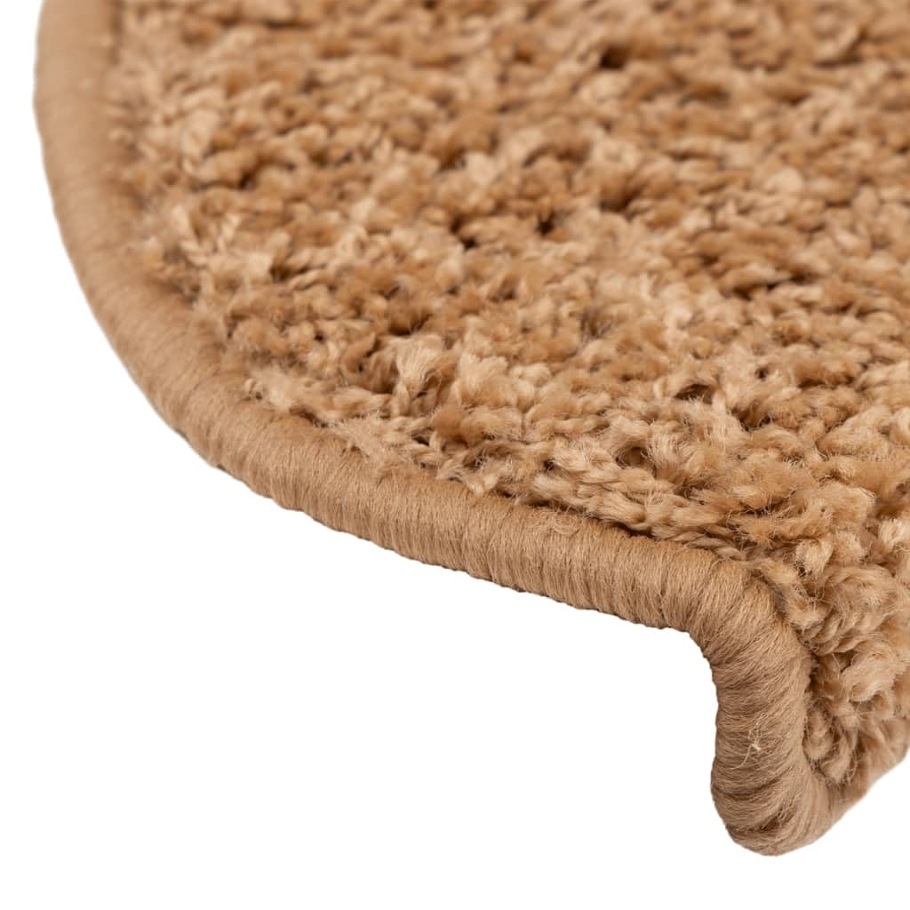 vidaXL Stufenmatten 15 STK. 65x21x4 cm Beige Halbrund Groß | Rutschfestes Design hält jeden sicher vor versehentlichen Rutschen, hat eine geräuschdämpfende Textur für leisere Treppen,