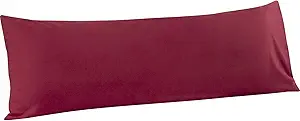 FLXXIE Body Pillow Cover - Super Soft Microfiber 20x54 Body Pillow Case - Envelope Closure, Wrinkle, Stain Resistant Wine Red Body Pillow Cover, 20x54, Wine Red