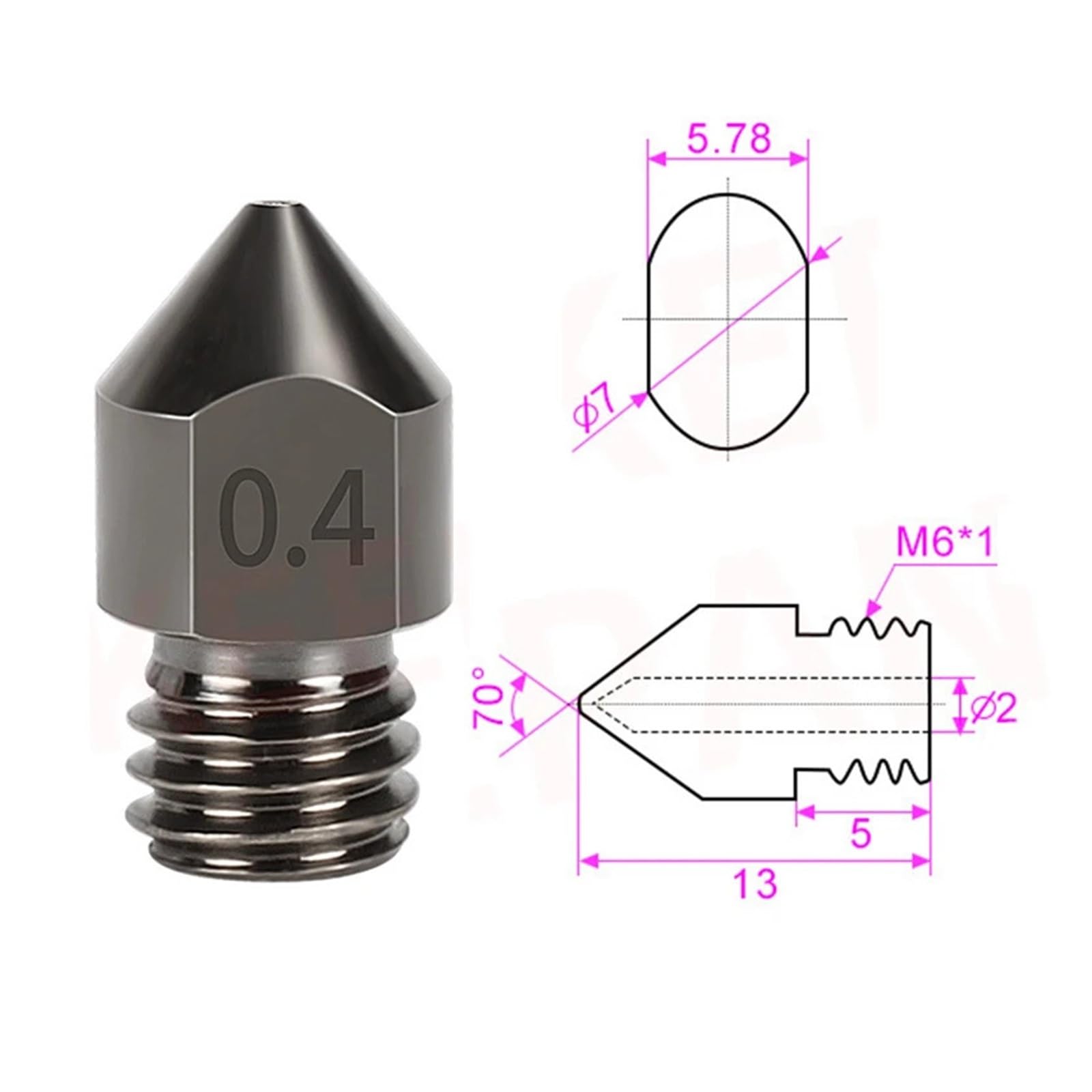 Części do drukarek 3D MK8 Dysza 0,2 mm-1,0 mm dla 1,75 mm Materiał eksploatacyjny CR10 CR10S Ender-3 Głowica wytłaczarki ze stali hartowanej (10 szt. dla 1,75 mm, 0,3 mm)
