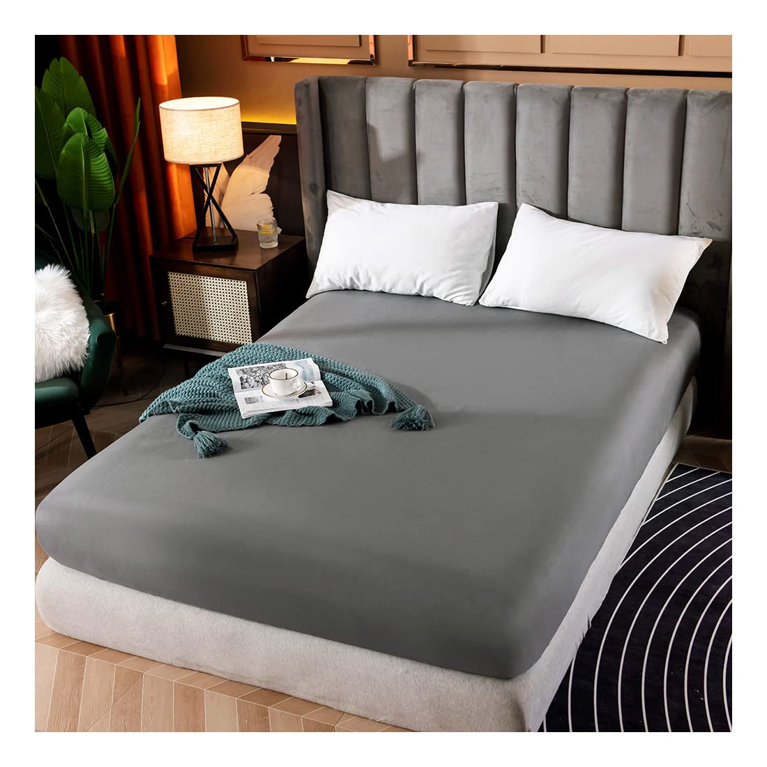 Fitted Bed Sheet Only 1000TC, Microfiber Percale Premium Quality Mattress Cover Protector, Wrinkle & Stain Resistant Bedding, Luxury, Breathable Fabric, Soft Like Silk Satin (Charcoal, Single)
