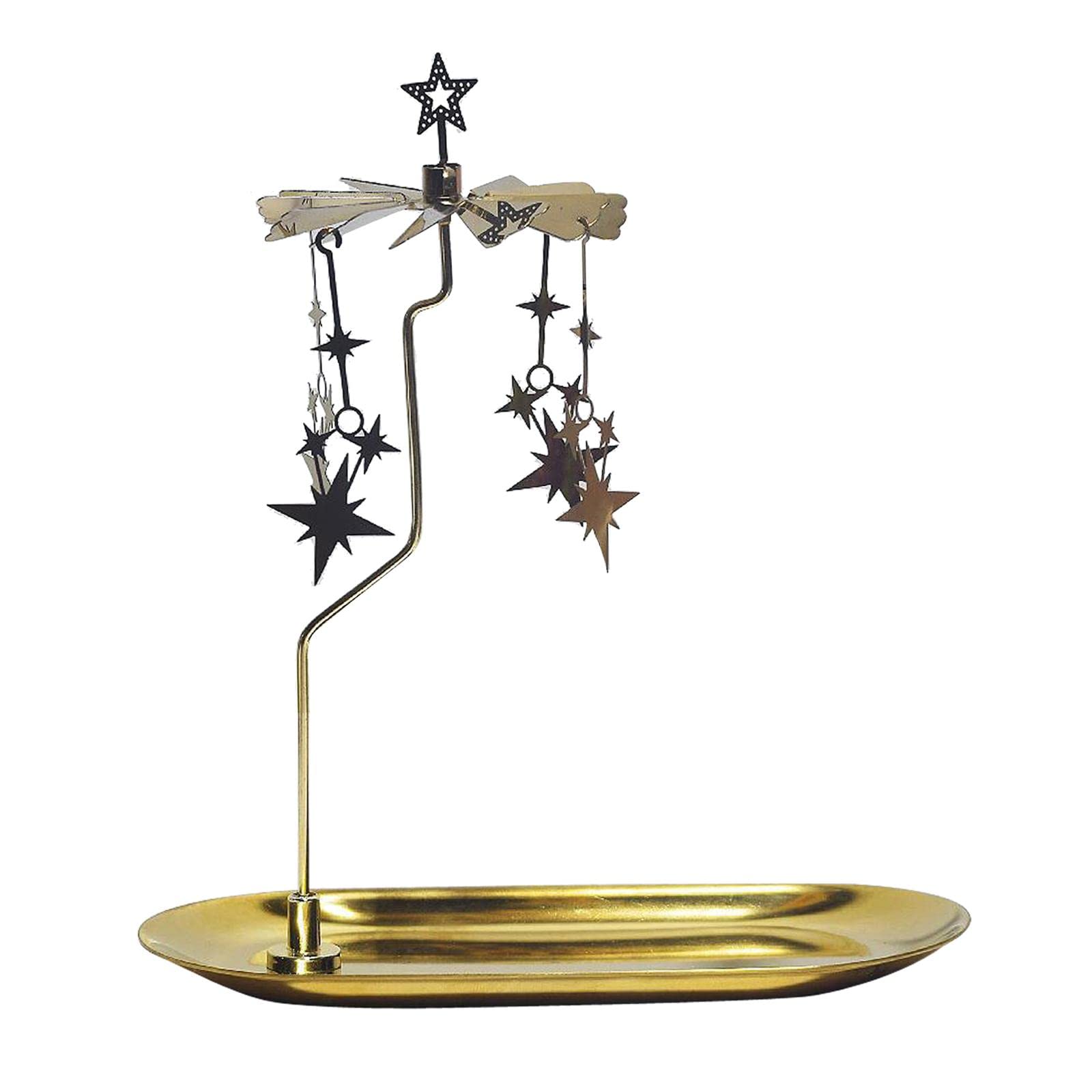 Rotary Rotating Candlestick Holder Carousel Table Decor Decoration Tea Light for Romantic Wedding Living Room Scented, Stars