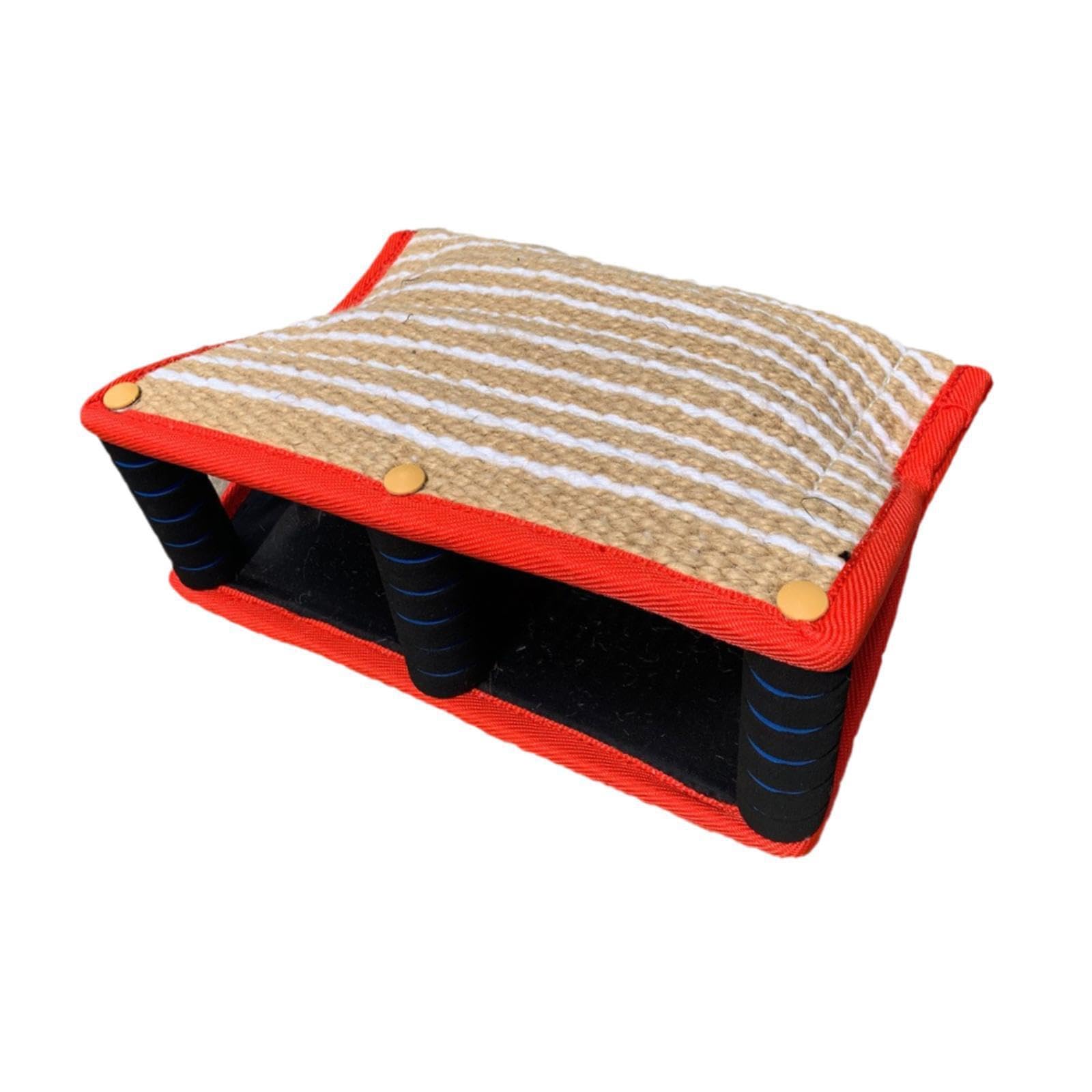 TWISAXC Jute Bite Wedge Dog Training Sleeve Ensuring Safety During Interactive Play Or Reward Sessions Which Is Bite Resistant Outdoor Tug Sleeve Jute Wedge Pillow , red , 35x25x13cm