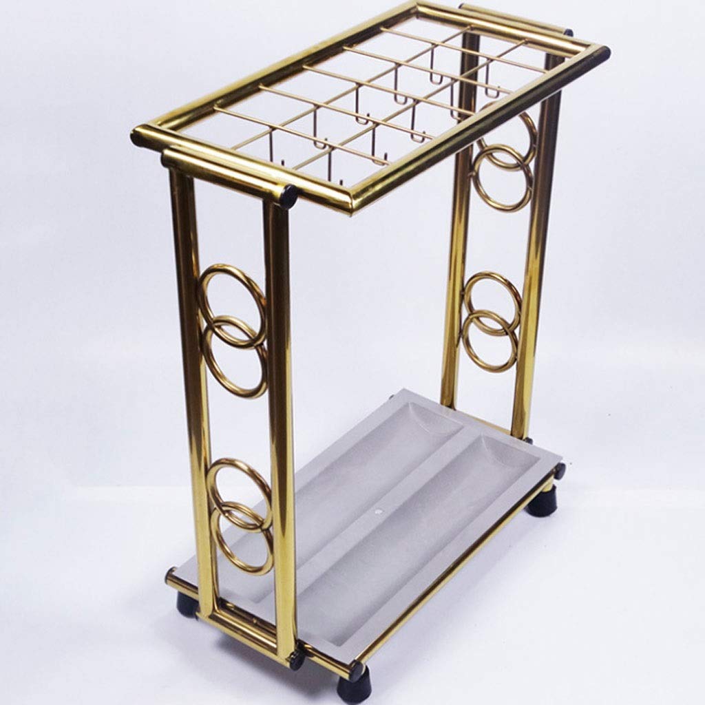 Home - Soporte para paraguas con bandeja de agua extraíble, estante decorativo de metal independiente para entrada, colección de lluvia, solución de almacenamiento elegante y funcional