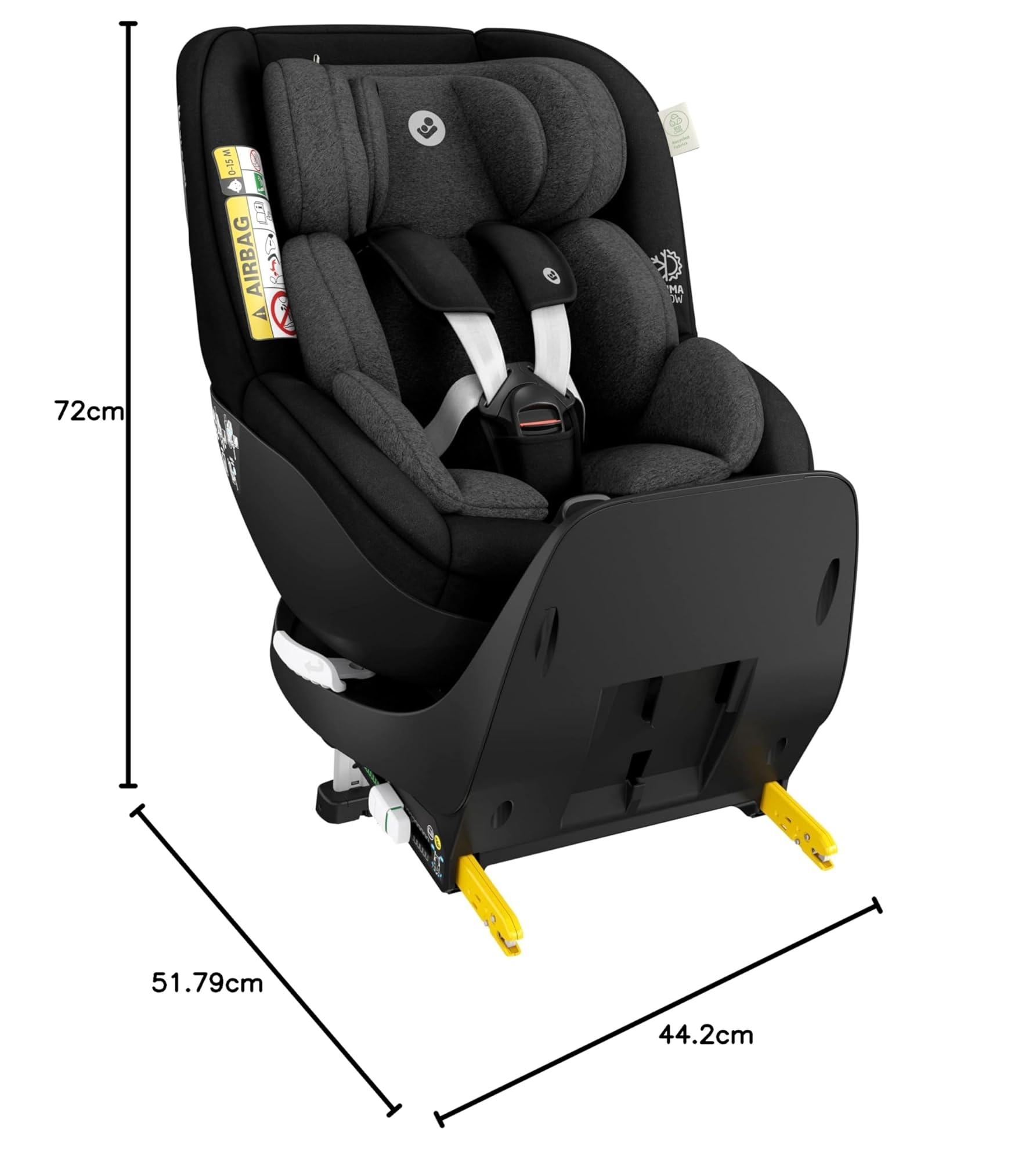 Maxi-Cosi Mica Pro Eco i-Size, 360°-Kindersitz mit ISOFIX, 0-4 Jahren, 40-105 cm, ClimaFlow, G-CELL-Seitenaufprallschutz, drehbarer Kindersitz, Neugeborene & Kleinkindsitz, Authentic Black