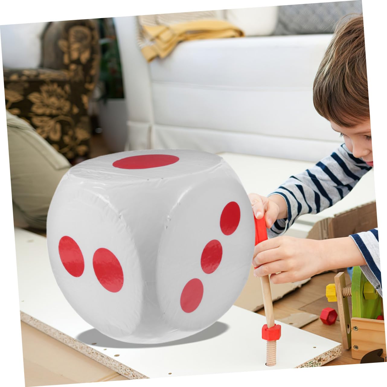 Dado Grande de Goma Espuma Blanco 30cm, Juego Estándar de 6 Caras, Borrado en Seco, Adecuado para Aula, Hogar y Fiestas