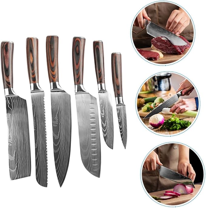 Set Cuchillos Cocina 6 Piezas Acero Aleación miniatura 7