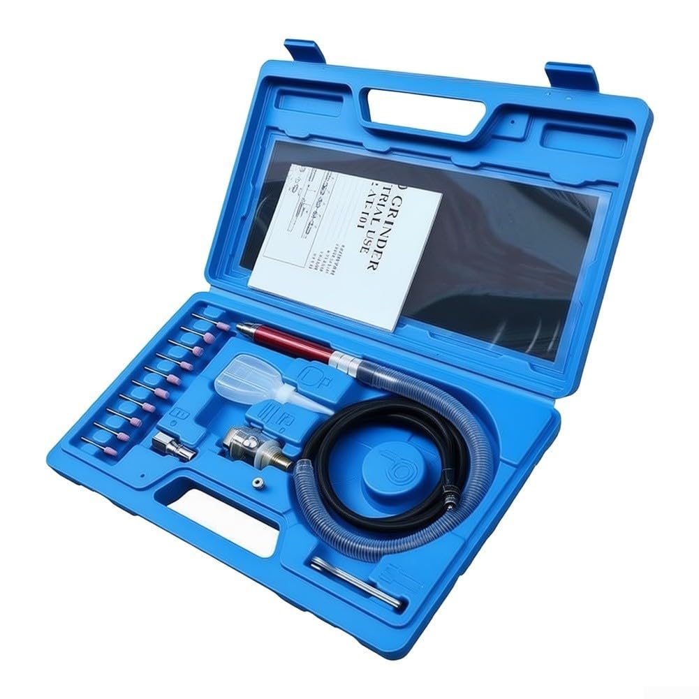 Kit smerigliatrice pneumatica | Penna abrasiva con 3 mm, 65000 giri/min, strumento rotante per incisione, lucidatura e modellatura su legno (standard)