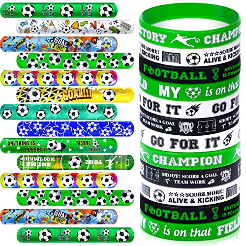24 Braccialetti A Scatto Per Feste - Tema Rugby E Calcio, Colore Marrone, Morbidi In Ecopelle, Ideali Per Bambini, Premi E Compleanni