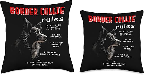 Miniatura 3 de Border Collie Dog Owner Gifts Funny Rules for The Owner of a Border Collie - Almohada para perro, 18 x 18 pulgadas, multicolor