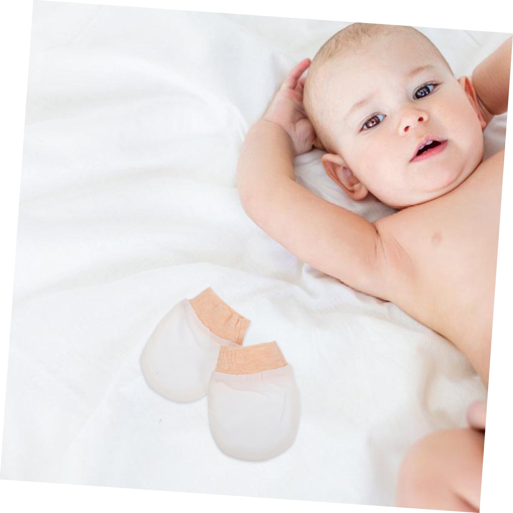 Veemoon Unisex Toddler Gloves 5 Pairs Soft Cotton Gloves Newborn Scratch Protection Breathable Mittens 0-6 Months Random Color