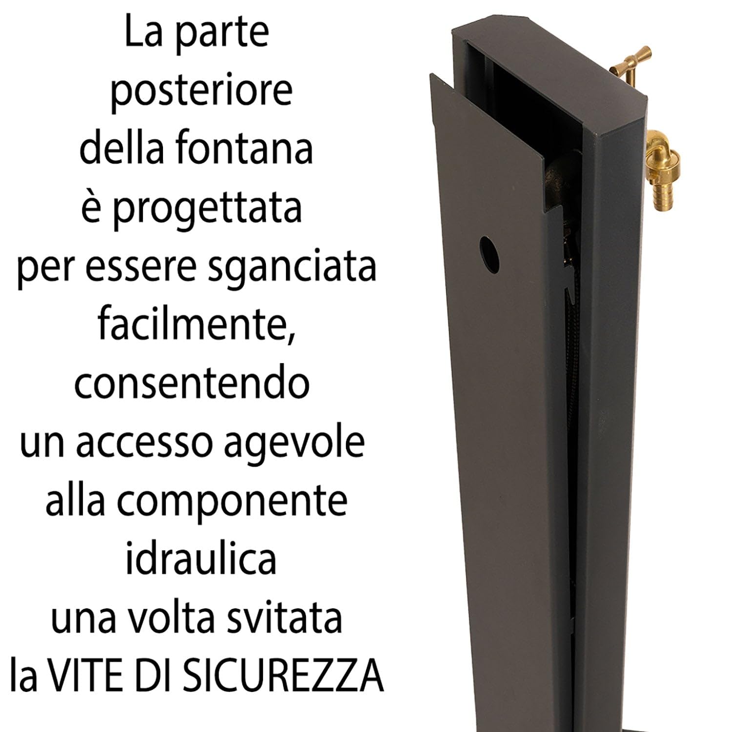 Fontana da Giardino Design a Colonna Ovale Rubinetto in Ottone Senza Base Corten