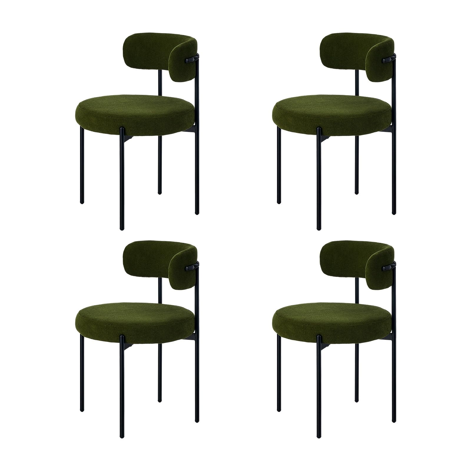 OIKITURE 4PCS Boucle Kitchen Dining Chairs Set w/Backrest Green - 4PCS - Green