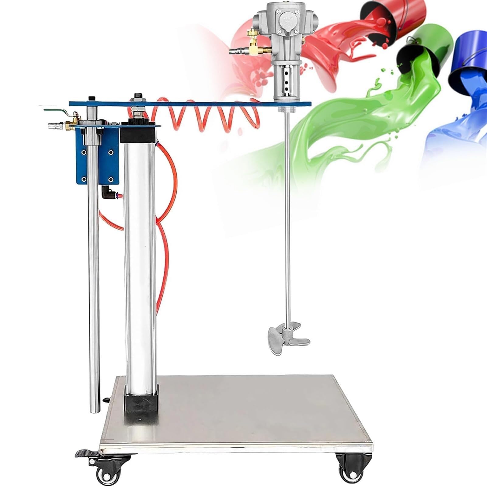 Miscelatore per Vernici da 30 galloni, agitatore ad Aria di Sollevamento Automatico da 1/4 HP, Miscelatore Pneumatico con Supporto, Altezza Regolabile, STR(Lega di Alluminio
