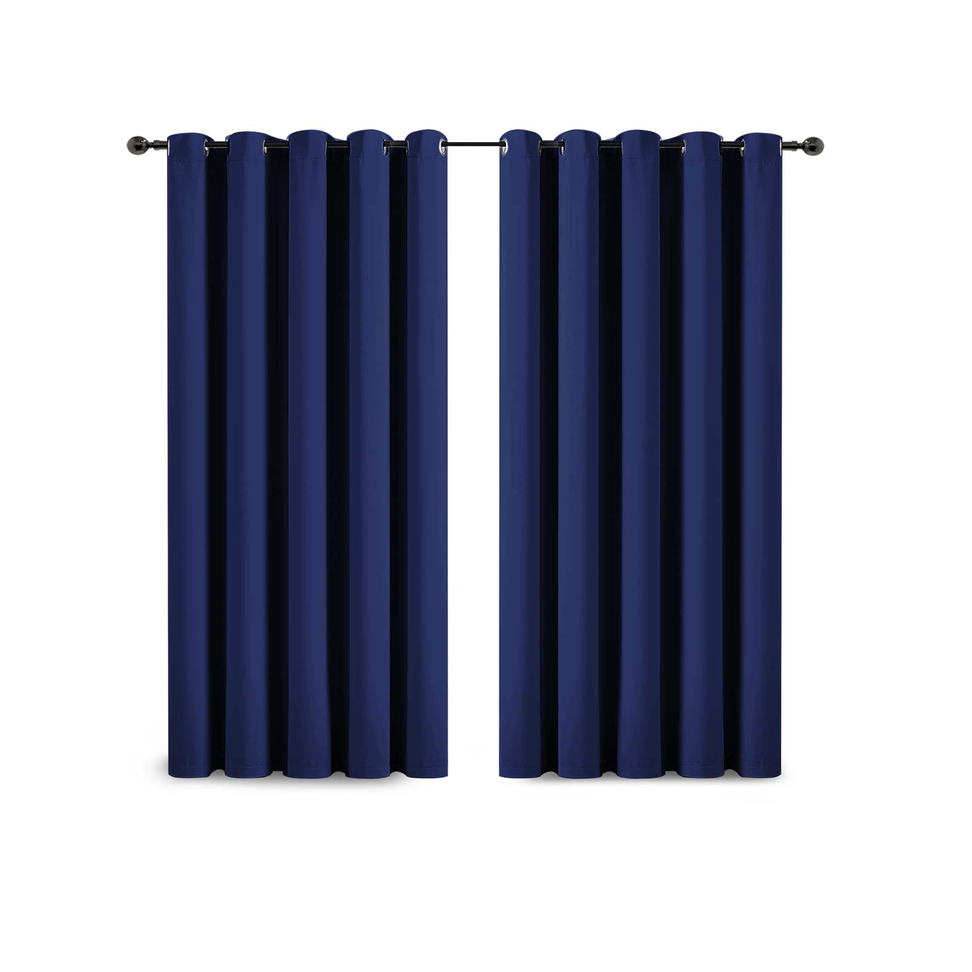 Yorkshire Bedding Eyelet Blackout Curtain 46 x 54 Inch Bedroom Thermal Insulated Navy Curtains for Bedroom Privacy Panels + 2 Tiebacks