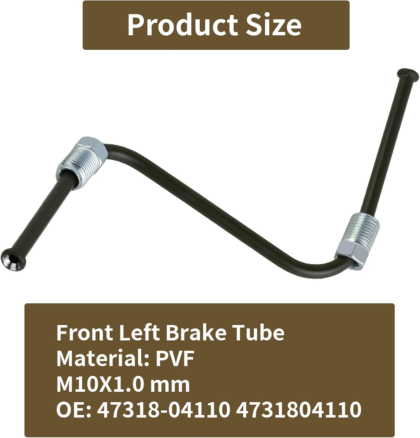MuHize Front Brake Line Pipe - 47318-04110 4731804110 Left Brake Tube Caliper To Flex Hose No.8 Fit for 2005 2006 2007 2008 2009 2010 2011 Toyota Tacoma