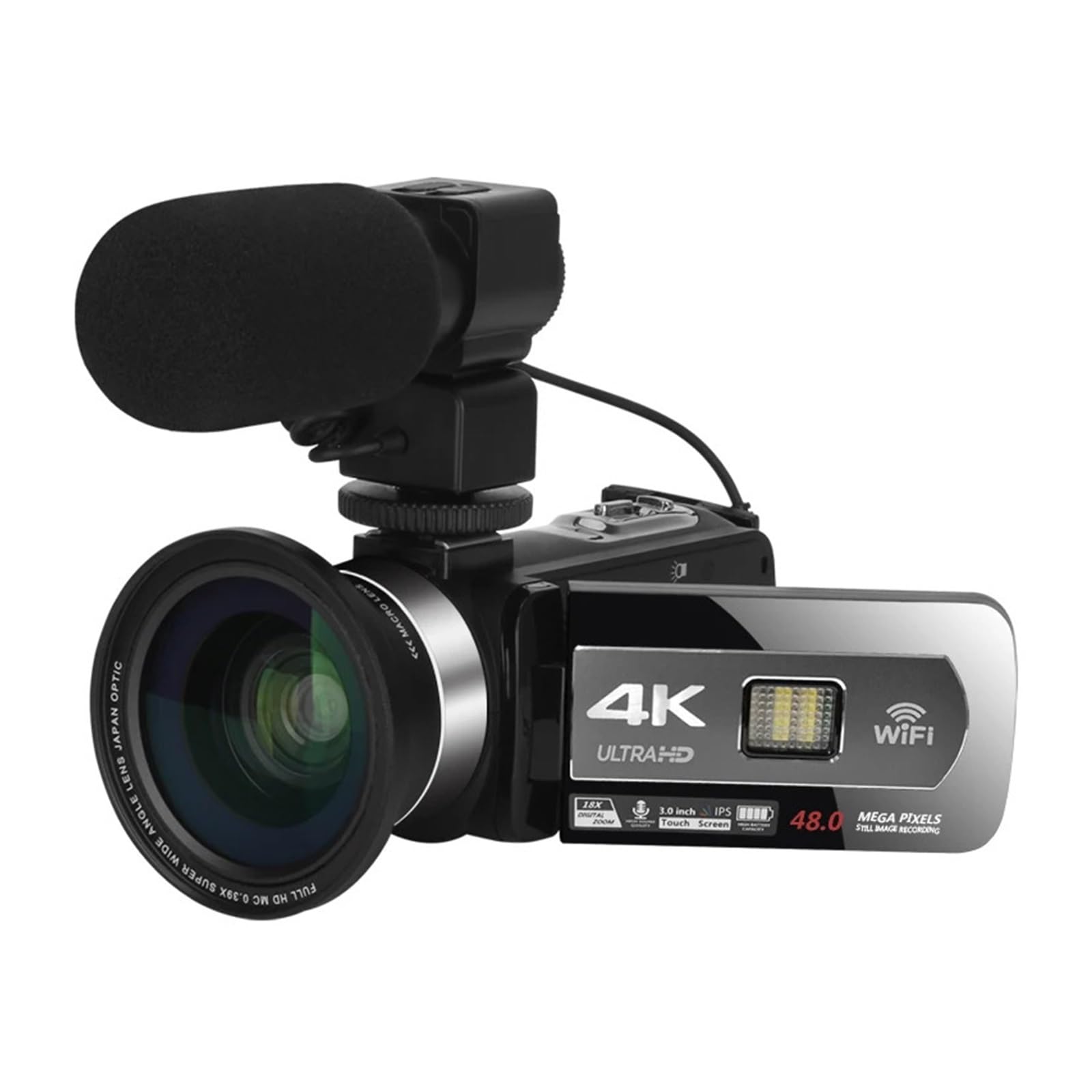 4K Wide Angle Digital Video Cameras, Slow Motion Loop Recording, Microphone, Camcorder, Automatic Streaming, Webcam, Kit for Vlogs(Set 1)-image-14