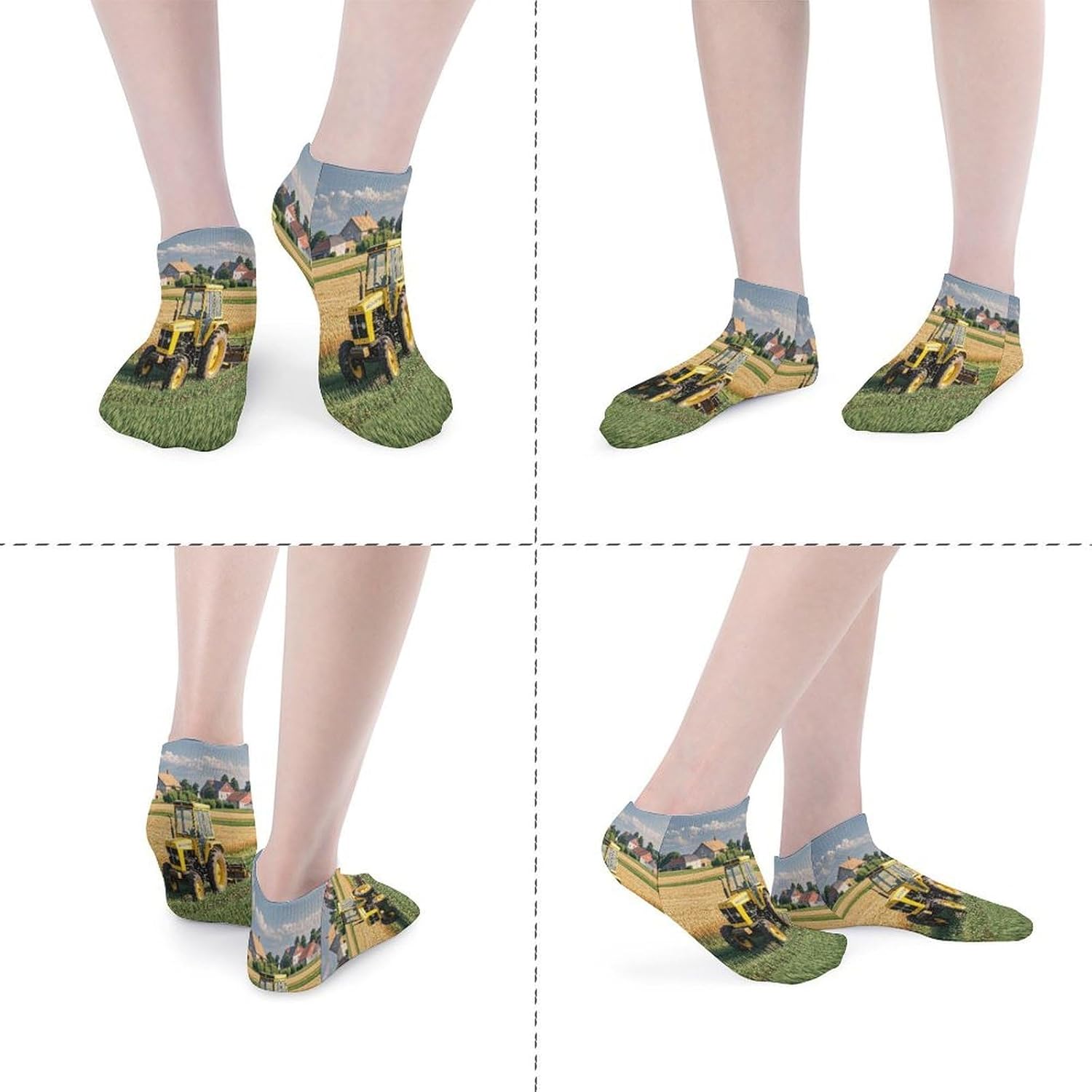 Tractor Farm Ankle Socks for Men Women 5 Pairs