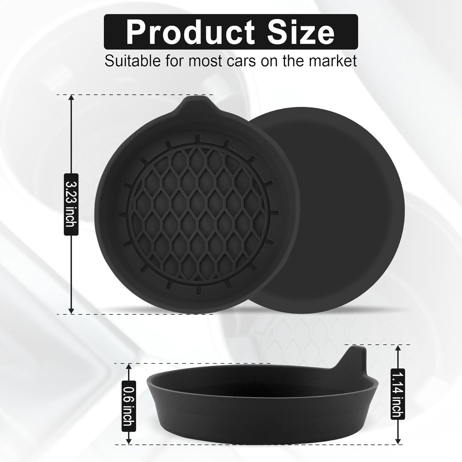 EINESIN Car Cup Holder Coaster, Car Coasters for Cup Holders, Universal Removable Vehicle Cup Holder Coasters for Most Cars, Waterproof Non-Slip Sift-Proof Spill Holder Car Interior Accessories