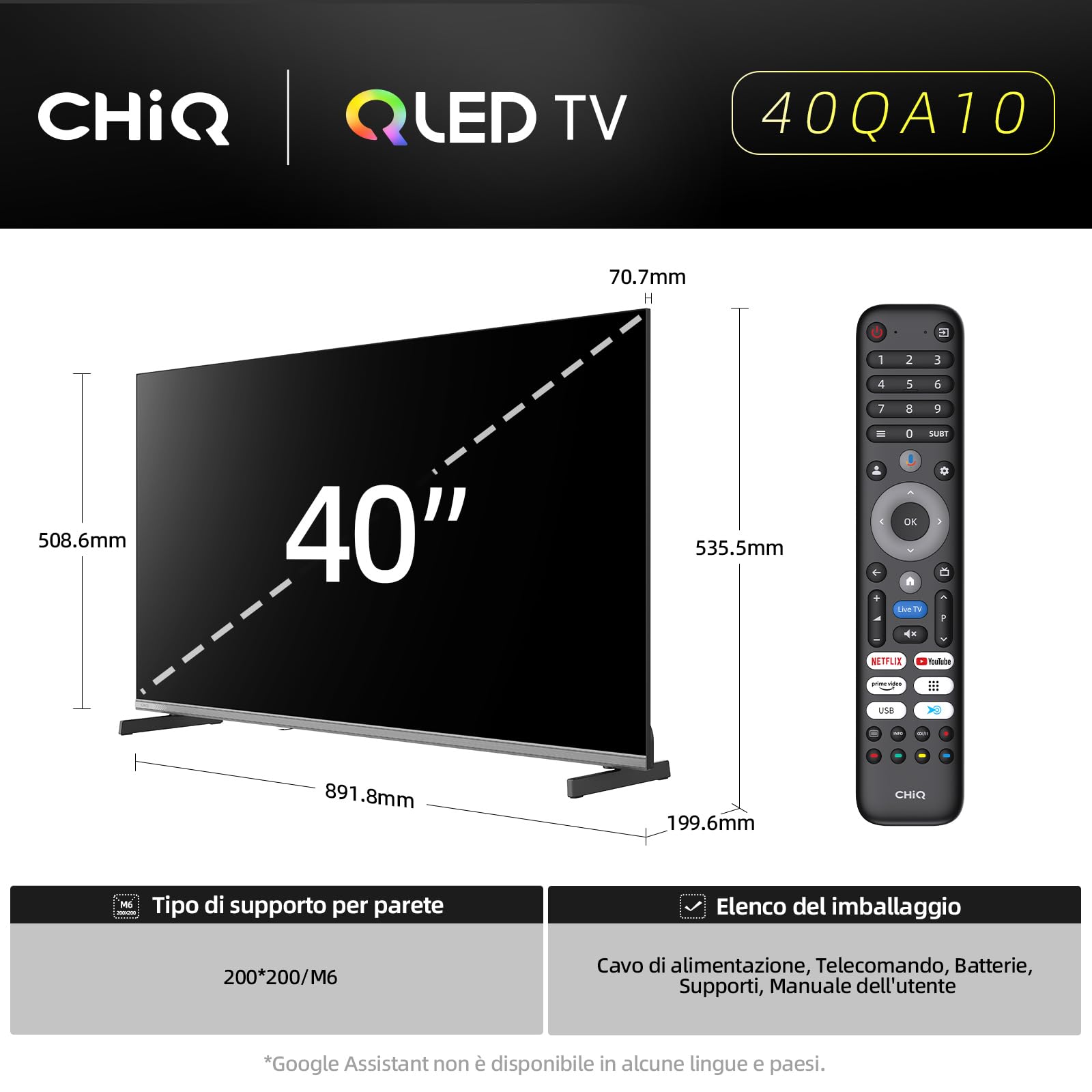 CHiQ 40QA10 QLED 40 Pollici Full HD - Dettaglio