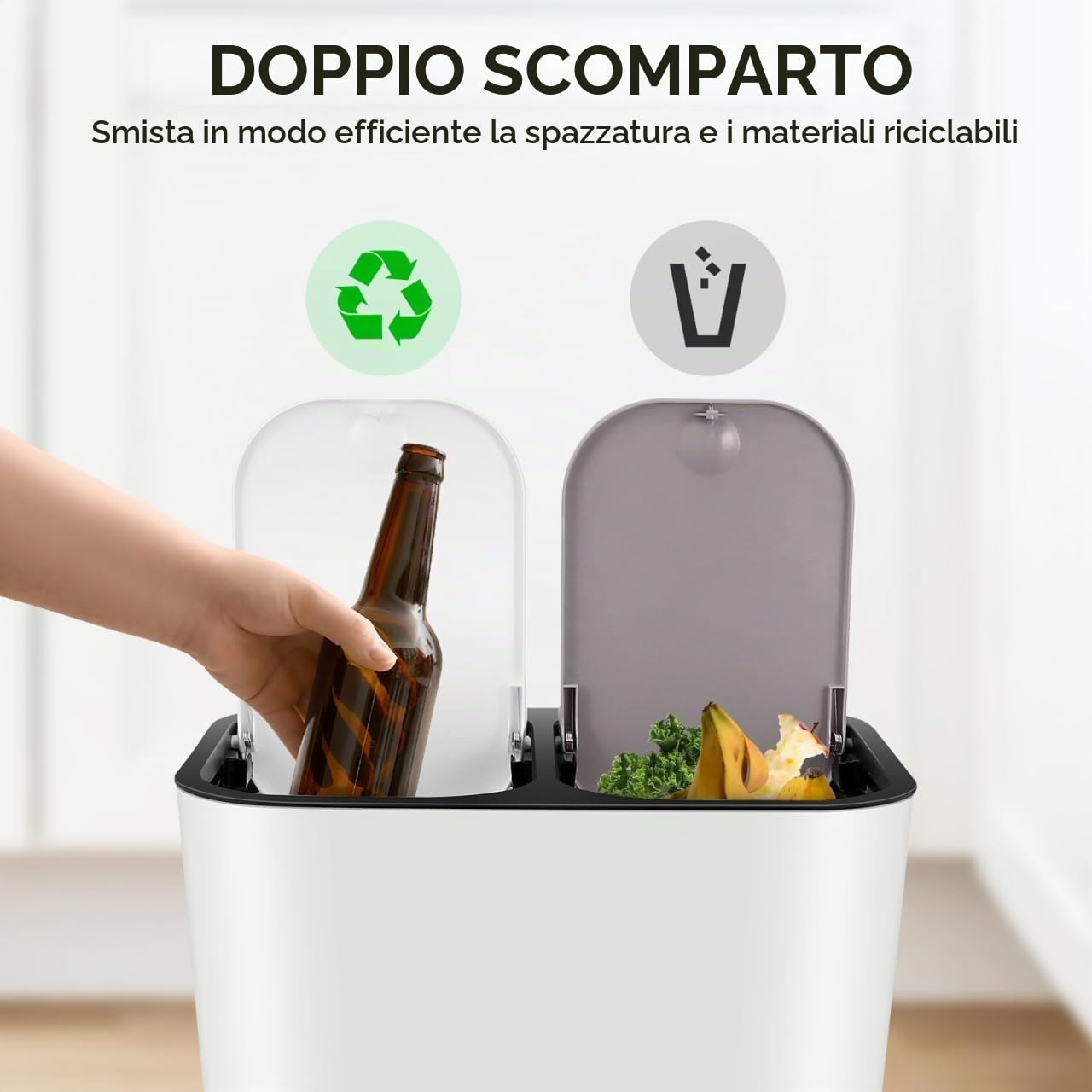 VICASKY Rifiuti Scomparto per Cucina Pattumiera per Differenziata Design Moderno Ufficio