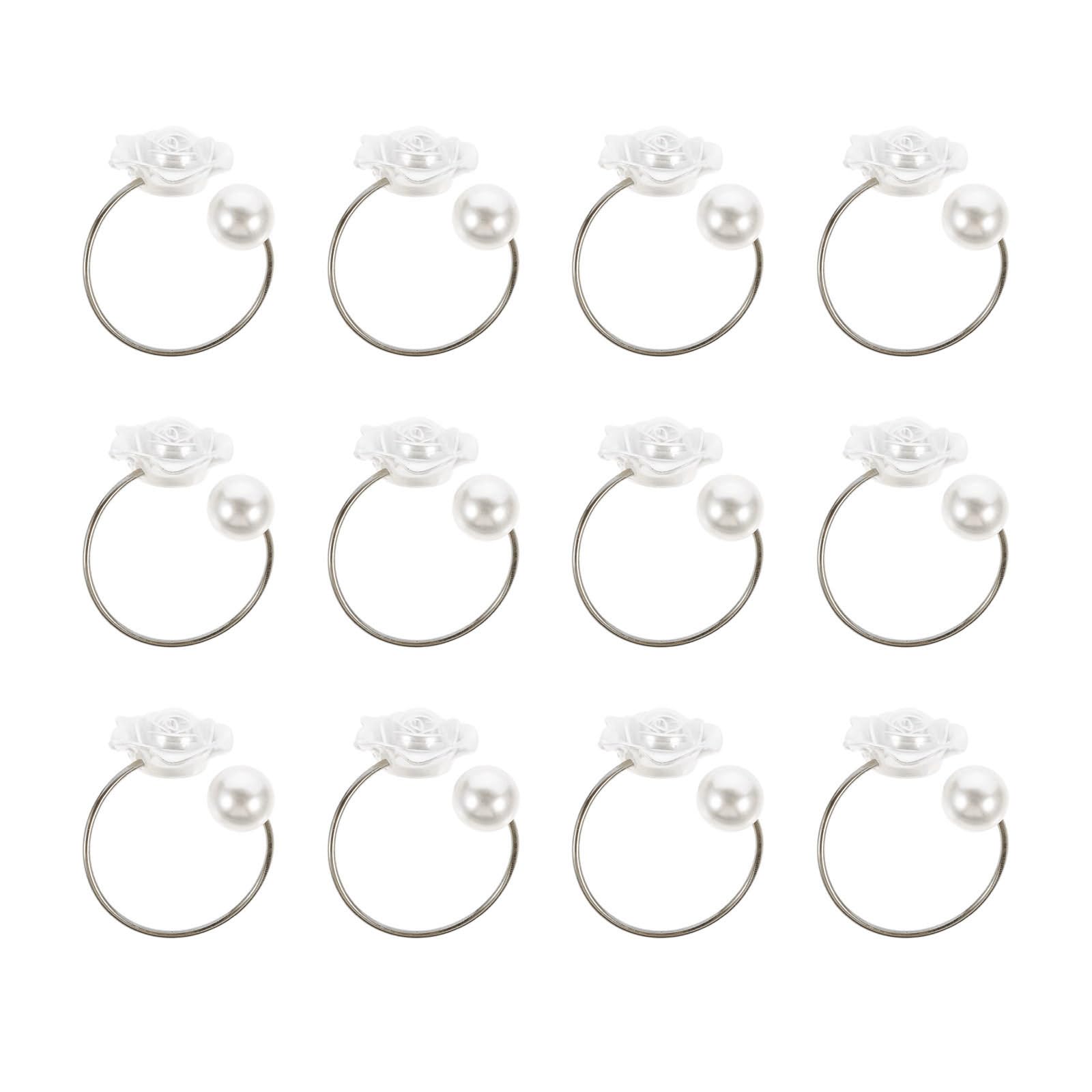 1 12Pcs Rose & Pearl Metal Napkin Rings – Elegant Tableware for Wedding, Formal Dinner Party Decorations Rose Pearls Table Decors Wedding Dining Napkin Holders