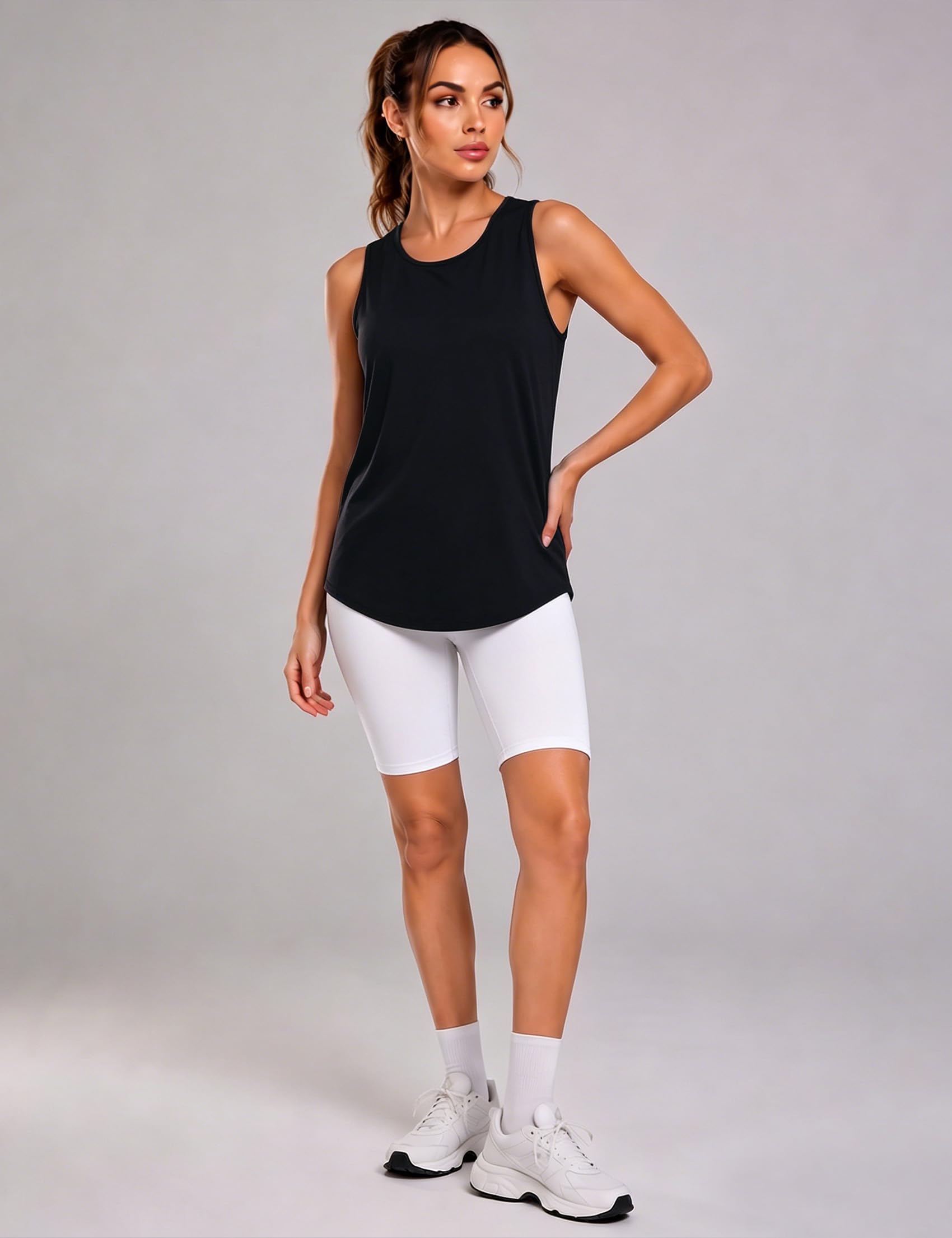 Terecey Camiseta de Tirantes para Mujer Camiseta sin Mangas Fitness de Malla Trasera para Entrenamiento Correr