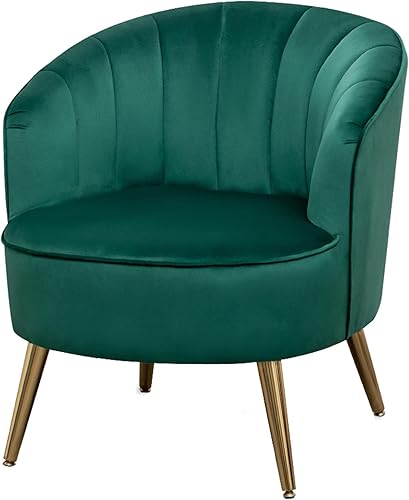 HCHAIRH Silla decorativa de terciopelo sillón individual de mediados de siglo tapizado moderno y cómodo sillas de sala de estar con patas de metal