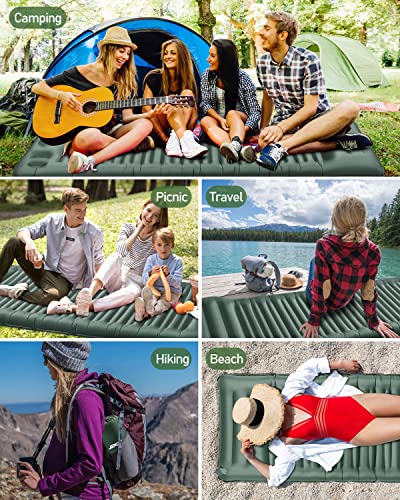 JEMULICE Isomatte Camping, 12CM Verdicktes Aufblasbare Matratze Kleines Packmaß mit Fußpresspumpe, Ultraleicht Wasserdicht Luftmatratze Outdoor, Anti-Ripstop Schlafmatte für Wandern und Strand