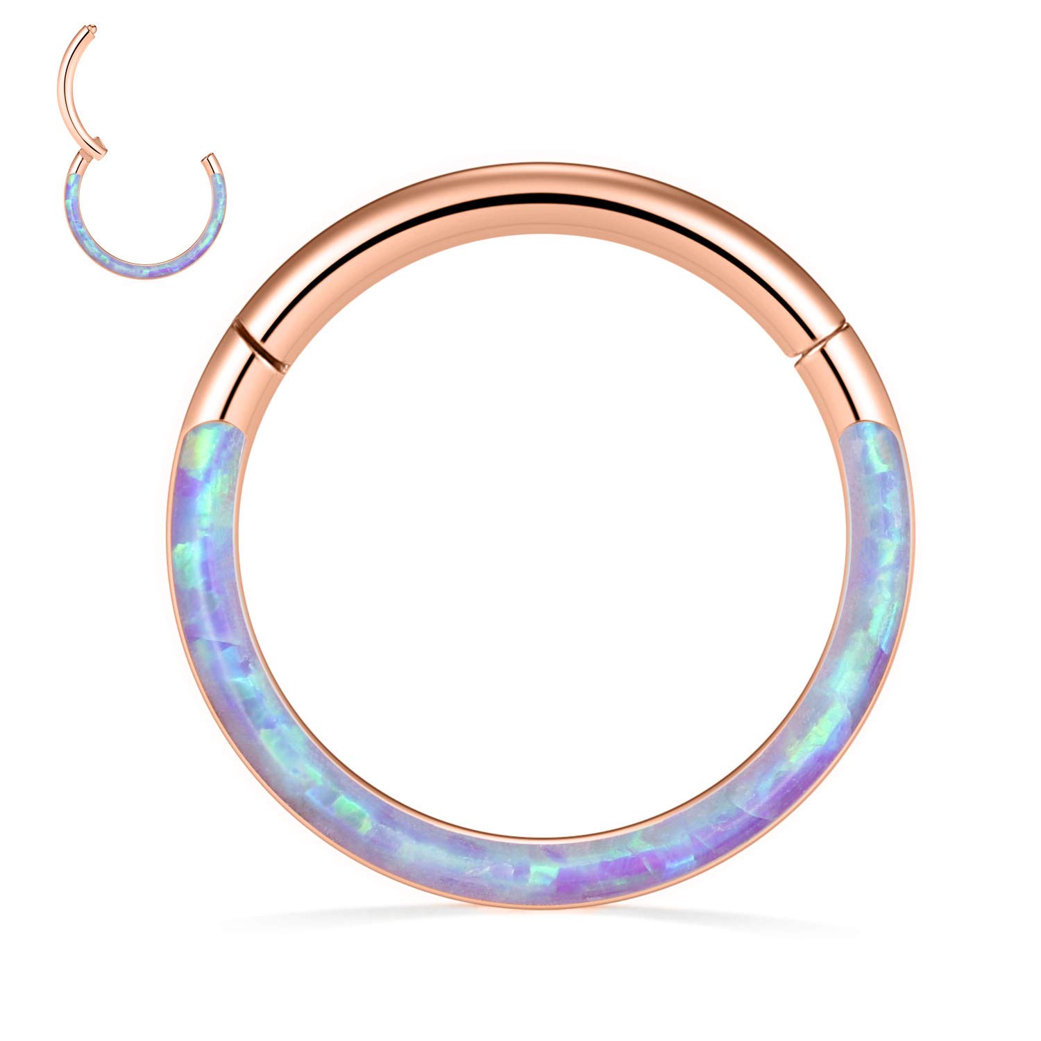 hengkaixuan 16G Conch & Septum Piercing Jewelry - Daith Clicker & Hoop Earring - Surgical Steel Nose Ring - Gold 6mm CZ Opal — view 30