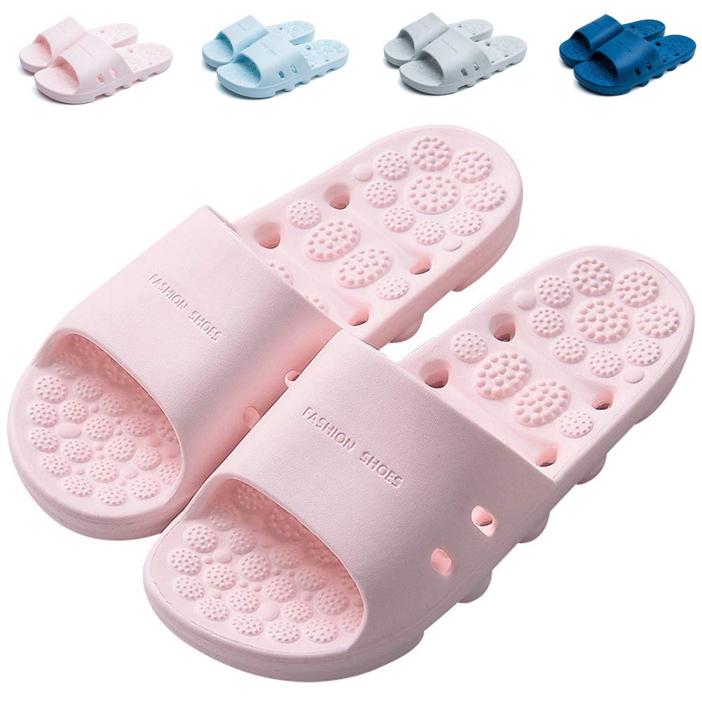 FINLEOO Shower Sandal Slippers with Drainage Holes Quick Drying Bathroom Slippers Gym Slippers Soft Sole Open Toe House Slippers for Men and Women