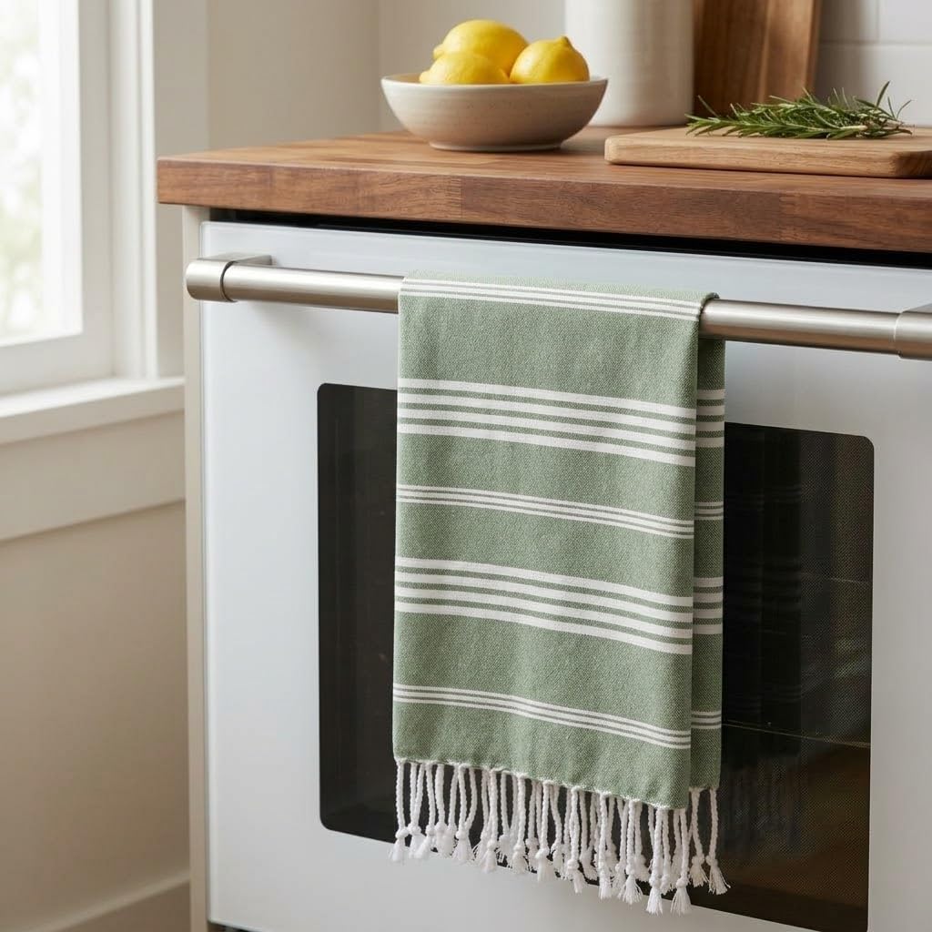 EPHESUS TOWELS Toallas de mano – Juego de 2 toallas de mano de 18 x 30 pulgadas, 100% algodón turco, toallas de mano decorativas para baño, cocina, invitados, cara, cabello, té, paño de cocina (verde