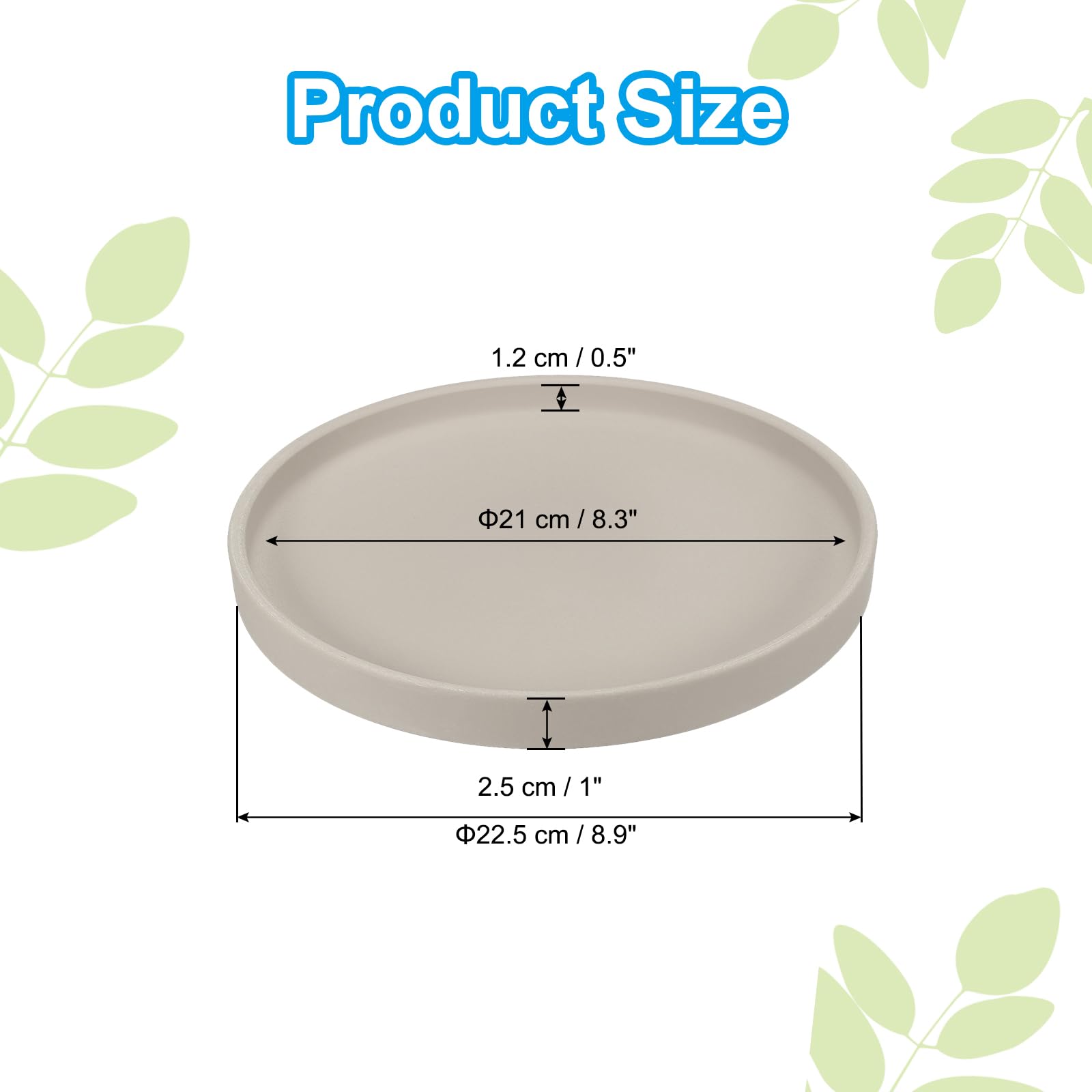 PATIKIL 8.9 Inch Round Ceramic Plant Saucer, Plant Saucer Tray Flower Planter Drip Tray for Indoors Outdoors Patio Balcony Gray - Image 2