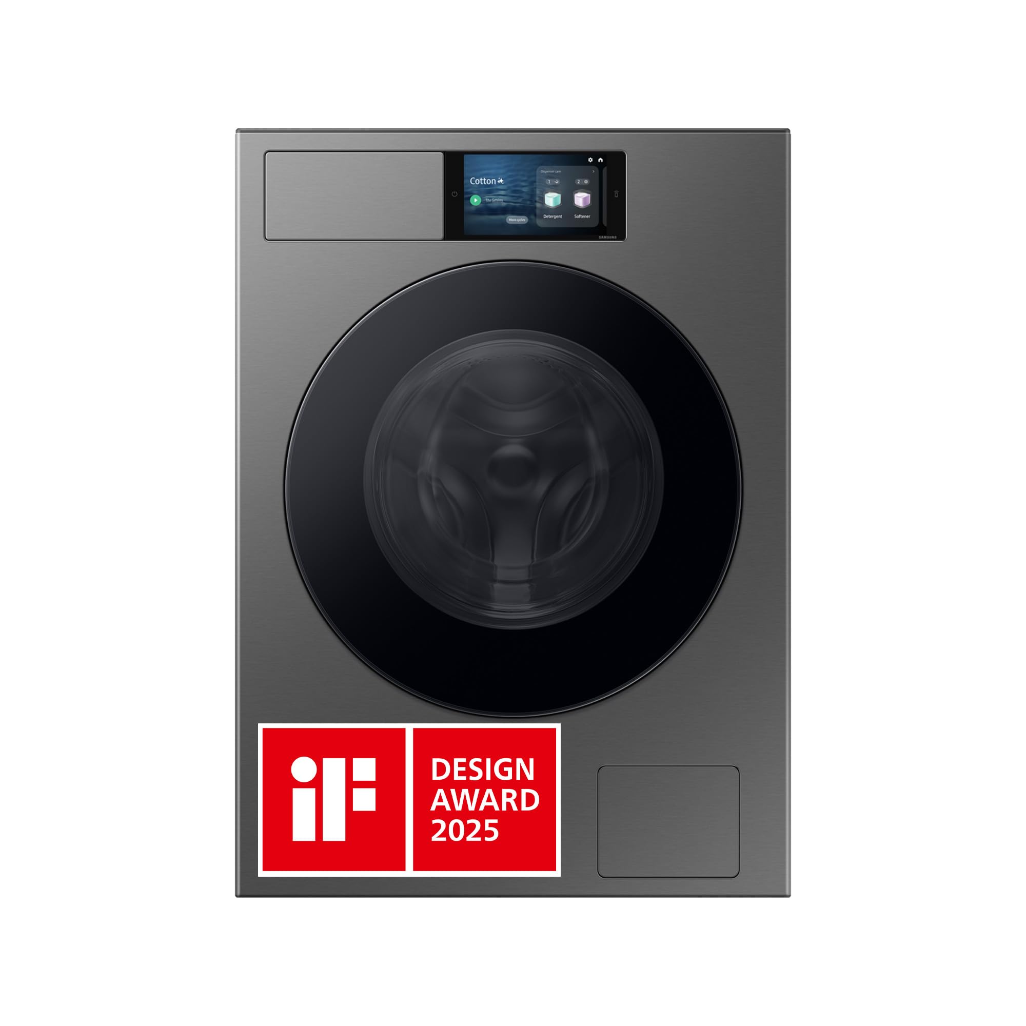 Samsung WF90F09C4SU2 Bespoke AI Waschmaschine, 9 kg, EEK: A (-55%), 7 Zoll Touch-Display, SmartThings Energy Mode, AI Home & AI Wash, Ecobubble, SuperSpeed 39 Min. Waschprogramm, Dark Steel