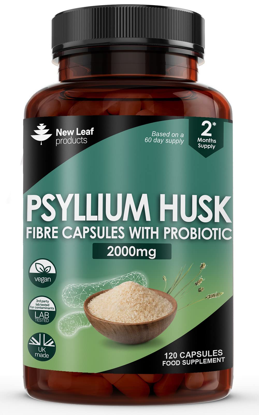 Buy Fibre Supplement 2000mg Psyllium Husk with Probiotic High