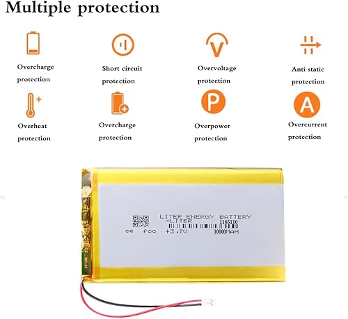 Miniatura 3 de 3.7V 1165110 10000mAh batería de iones de polímero de litio recargable batería de polímero con conector JST 0.079 in