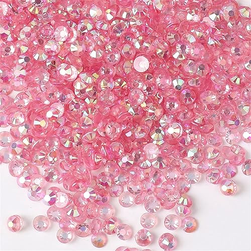 3000 Pieces SS6 2mm Flatback Rhinestones AB Clear Round Gems Crystals for Nail Art DIY Crafts Clothes Shoes Bags Transparent Light Pink AB