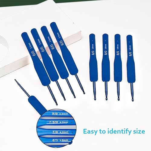 Miniatura 4 de Juego de ganchos ergonómicos de ganchillo, agujas de ganchillo de silicona para manos artríticas, asas de ganchillo de agarre suave de alta calidad