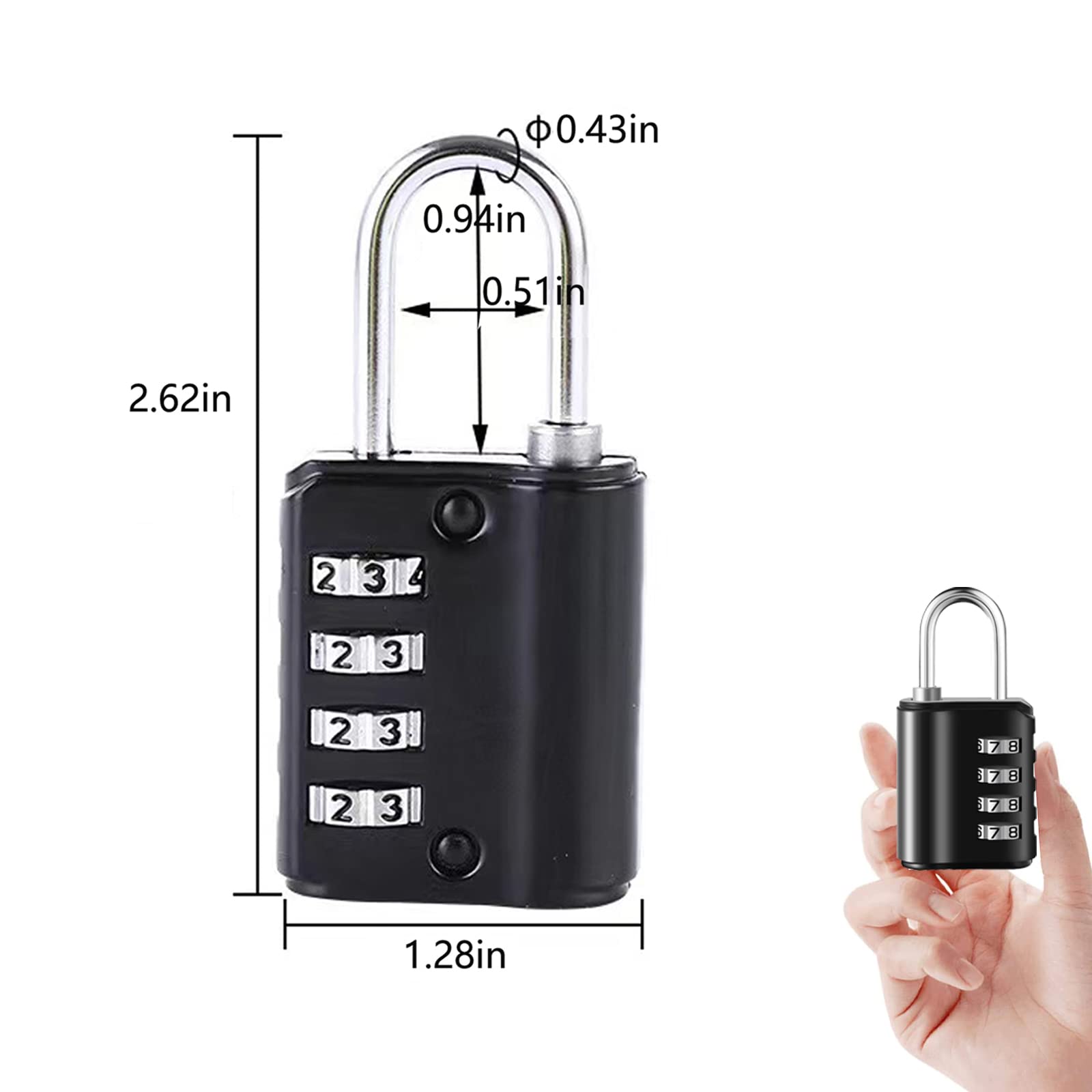 AST Combination Padlock 2-Pack | 4-Digit Resettable Code Locks | School Gym Locker Security Lock
