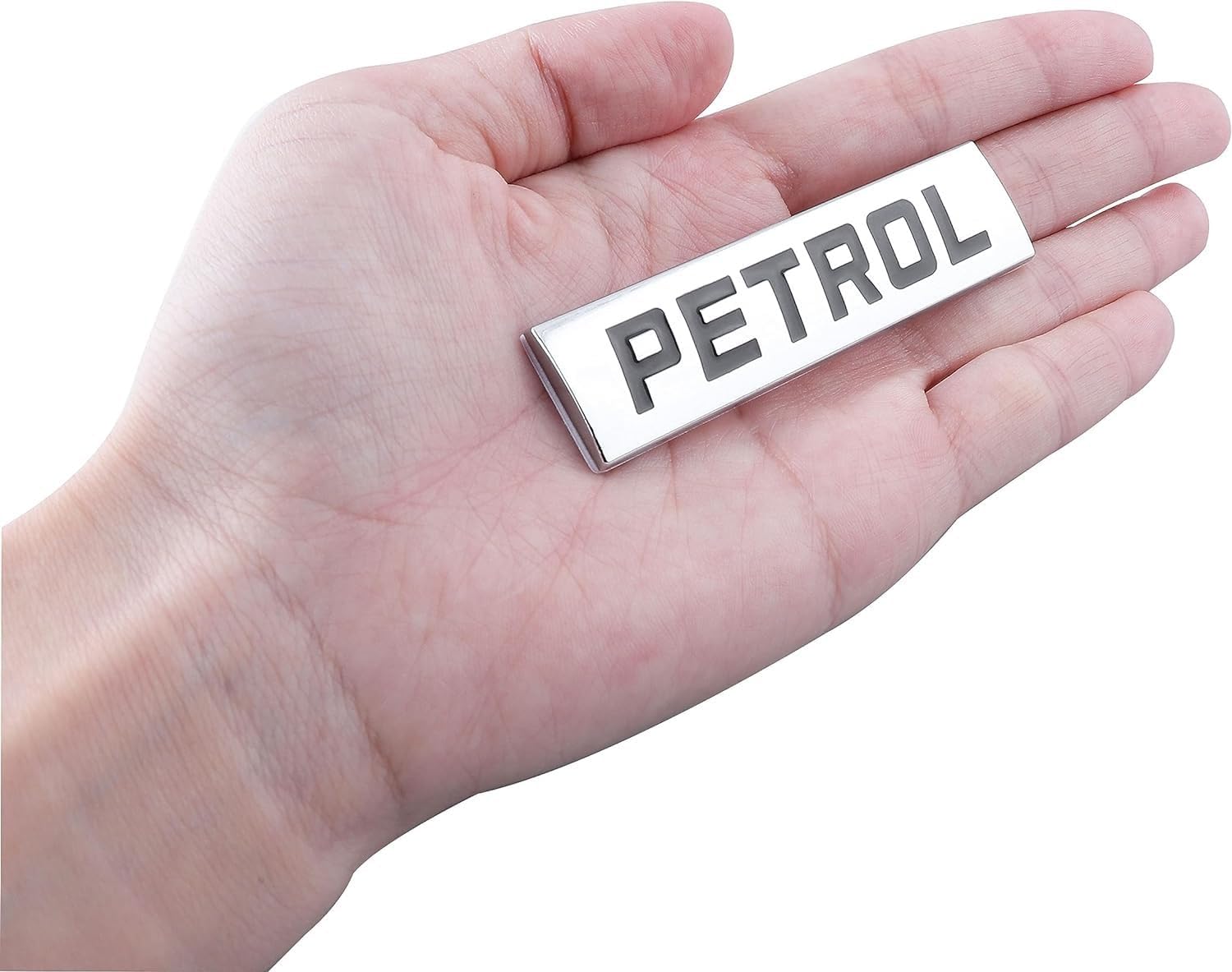 Petrol Emblem 3D Metal Sticker for Nexon Ev 2025 to 2026 Year Onwards All Models of Ta-ta Car Fuel Tank Side Badges/Logo for All Cars & Bikes (Silver)