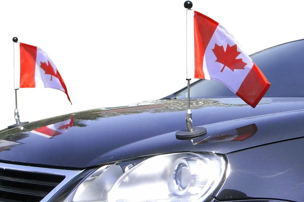 Pair Car Flag Pole Diplomat1.30 Canada Patio