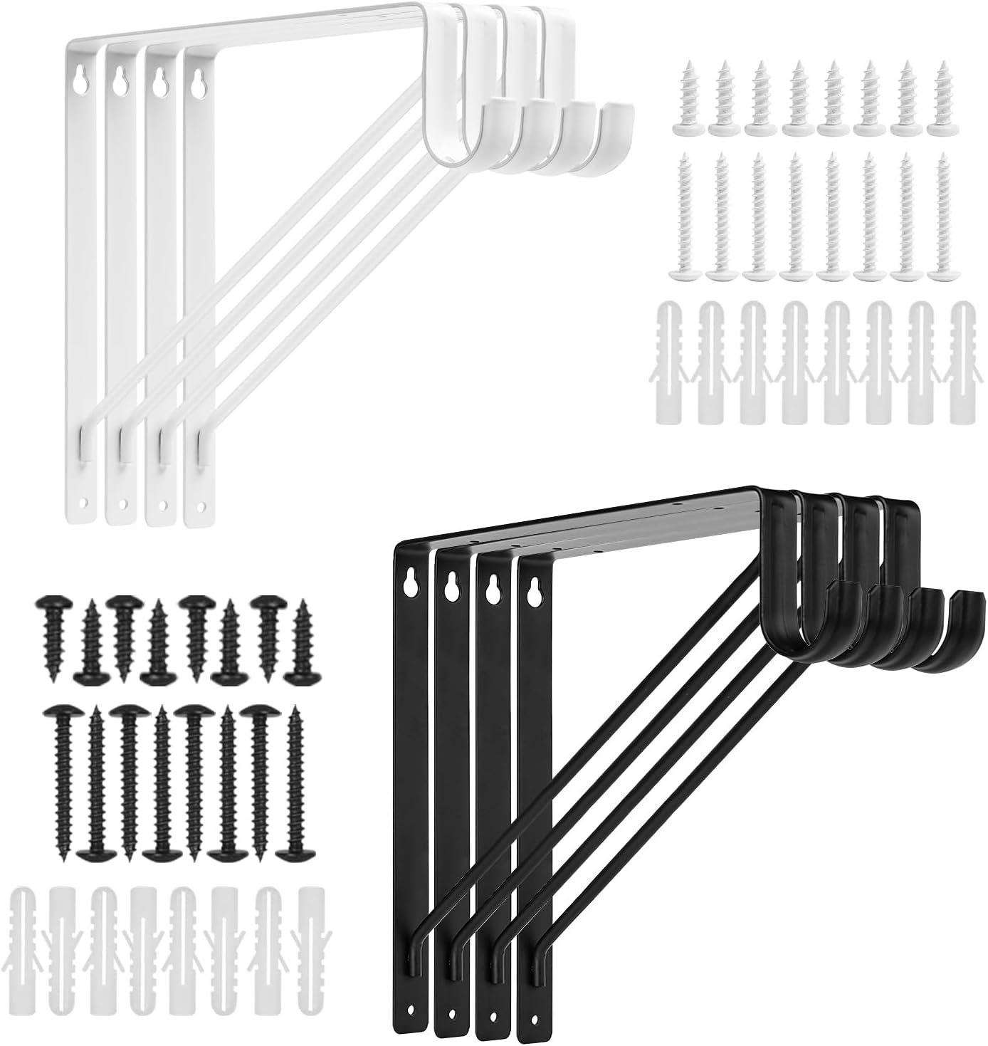 Heavy Duty Closet Rod Brackets 11 x 11 Inch, 8 Pack Closet